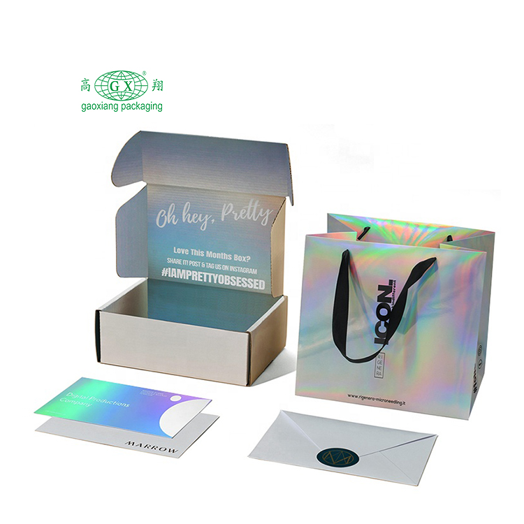 Kundenspezifisch bedruckte, personalisierte Marken-E-Commerce-Wellpappe-Boxen, holografische Versandmailer-Verpackungsbox